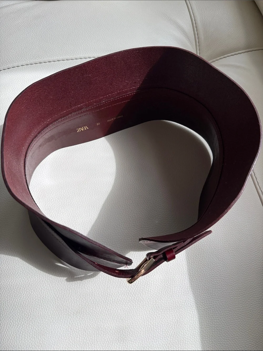 Zara Leather Sash Belt in dark red/Burgundy